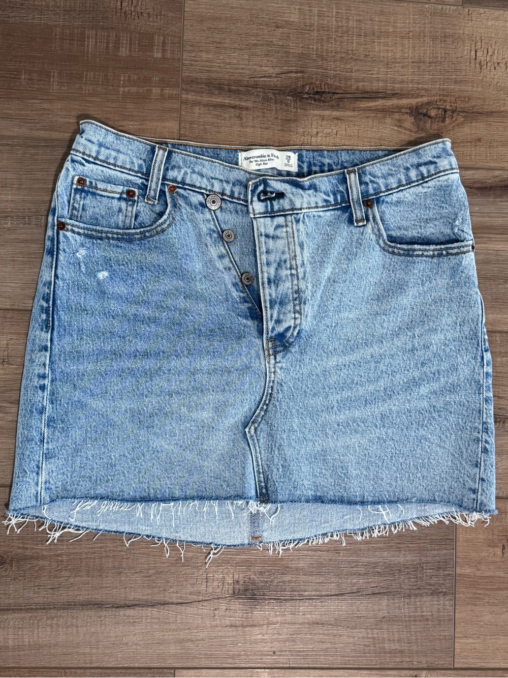 Abercrombie & Fitch The 90’s Micro Mini High Rise Light Blue Denim Mini Skirt
